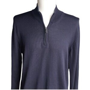 Black Brown 1826 SZ M Black 100% Merino Wool Quarter Zip Men's Mock Neck Sweater